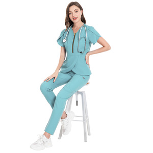 ชุดขัดเรยอนสำหรับทั้งชายและหญิงผ้าซาตินแขนสั้นซักมือห้องผ่าตัดคุณสมบัติการจัดการผิวของพยาบาลสำหรับใช้ในโรงพยาบาล - Product Image 4