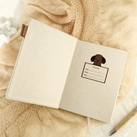 Carnet personnalisé avec broderie de chien mignon, couverture en lin avec étiquette tissée