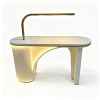Bureau de manucure moderne avec éclairage LED intégré, 3 tiroirs de rangement, poste de travail pour salon de beauté et institut de manucure