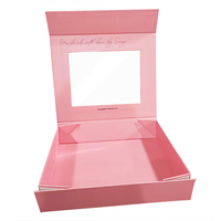 Caja de Cartón Corrugado Plegable, Ecológica, Reciclable, de Lujo, Color Rosa, con Laminado Mate, Cierre Magnético y Logotipo Personalizado