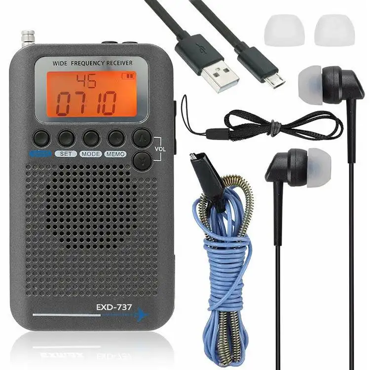 Vofull taşınabilir dijital alarmlı saat saatli radyo AM FM radyo alıcısı cep radyo ile şarj edilebilir pil