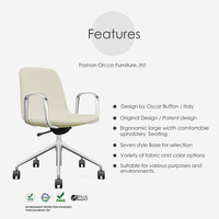 Chaise de bureau visiteur ergonomique pivotante et réglable en hauteur, rembourrée, de conception italienne pour espace de coworking