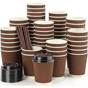 2023 अलीबाबा गर्म बेच 12oz/16oz/20oz कॉफी पेपर कप उच्च गुणवत्ता डिस्पोजेबल कॉफी कप ढक्कन के साथ कागज कॉफी के कप