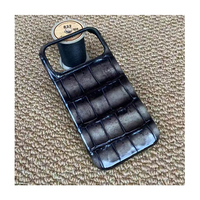 Étui en cuir de crocodile véritable patiné, élégant et haut de gamme, pour iPhone 18 17 Pro Max, avec logo personnalisé