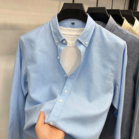 Kemeja Pria Linen Katun Lyocell Logo Kustom Pabrik Langsung Lengan Panjang Kancing Depan Kasual MOQ Rendah OEM ODM
