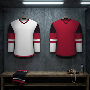 Custom Design Men's Ice Hockey Jersey Sublimation Printing V-Neck Short Sleeves 100% Polyester Summer Use Wholesale Available - Product Image 3