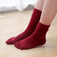 Chaussettes longues en coton tricoté pour femmes, couleur unie, cinq doigts, style slouch, chaudes pour l'hiver