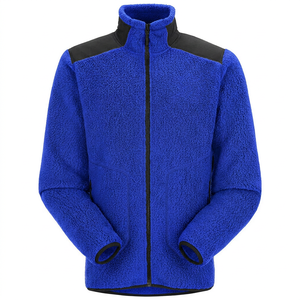 Wholesale Men's Solid Long High-Pile Sherpa Fleece <b>Waterproof</b> <b>Jacket</b> Custom Logo Winter <b>Warm</b> Stand Collar Full-Zip Outdoor - Product Image 4