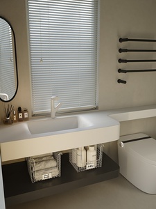 Meuble de salle de bain mural intelligent avec lavabo intégré, moderne, minimaliste et durable - Product Image 4
