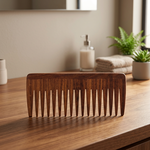 Peine de madera tallado a mano de color marrón oscuro para salón de belleza - Product Image 2