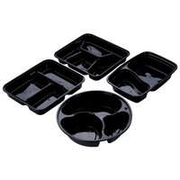 Boîte à lunch Offre Spéciale jetable en plastique boîte à lunch noire enfants école une couche étanche boîtes à lunch pour écoliers