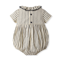 En gros Barboteuse d'été pour bébé fille, rayée, à manches courtes, en coton, avec nœud, style boutique personnalisé