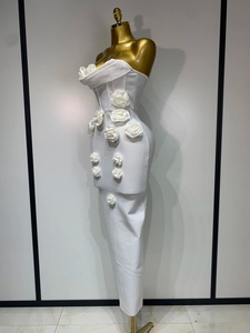 Abito Fasciante da Donna <span class=keywords><strong>Midi</strong></span> Senza Spalline con Schiena Scoperta, <span class=keywords><strong>Rosso</strong></span> Floreale, Elegante per Serate, Club, Feste, Compleanni, Sexy - Product Image 3