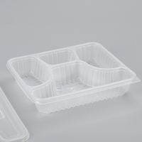 Boîtes à lunch jetables en plastique sans BPA, compatibles micro-ondes, à 4 compartiments, avec design à 4 niveaux