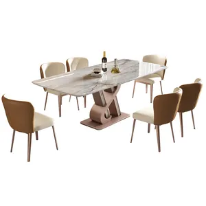 مجموعة طاولة غرفة الطعام العصرية الفاخرة المصنوعة من الرخام الفاخر بتصميم راقي