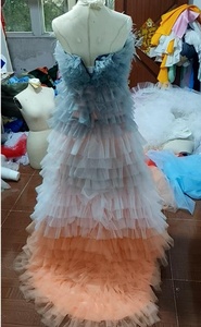 2026 Luxury Fairy Gradient <strong>Color</strong> Ombre Tulle Evening Dress Gradient Feather Crystal <strong>Ball</strong> <strong>Gown</strong> for Dubai Pre Wedding Photo Shoot - Product Image 4