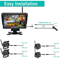 Numérique sans fil 7 pouces voiture vue arrière Quad moniteur écran partagé 4x BSD Ai détection côté arrière de recul caméras de recul pour camion