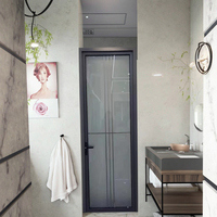 Diseño de Puerta de Dormitorio para Apartamento, Puerta Interior Impermeable con Marco de Aluminio Negro y Vidrio Esmerilado