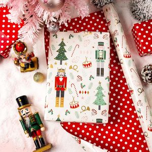 Christmas Reversible Wrapping Paper Roll 17 In X 46.8 Sq Ft <b>Nutcracker</b> Tree Polka Dot Pattern Gift Wrap - Product Image 4
