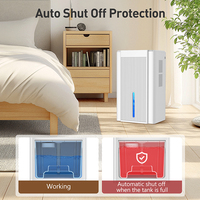OEM ODM 85W Dual Power Tangki 2000ml 7 Warna RGB Smart Portable Home Air Dehumidifier untuk Pengeringan Pakaian Kapal Pesiar RV