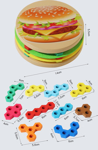 Montessori 3d Stacking Building Block Sets Wooden Puzzle Children Hamburg Puzzle Board Matching Games Toys for Kids Boys Girls - Product Image 6