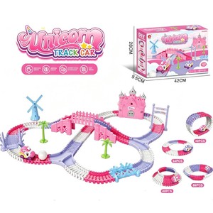 Set <span class=keywords><strong>de</strong></span> Pistas <span class=keywords><strong>de</strong></span> Carreras <span class=keywords><strong>de</strong></span> Coches <span class=keywords><strong>de</strong></span> Princesas Rosas para Niñas, Set <span class=keywords><strong>de</strong></span> Pistas <span class=keywords><strong>de</strong></span> Carreras Flexibles DIY con 232 Piezas <span class=keywords><strong>de</strong></span> Camiones Monstruo y Tren Mágico Plegable - Product Image 4