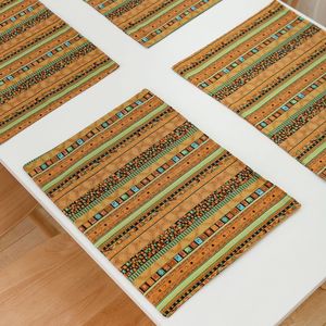Tovaglietta <span class=keywords><strong>Americana</strong></span> a Righe Stampata Gialla, Tappetino da Tavolo Stile Americano, Tovaglia Resistente al Calore - Product Image 5