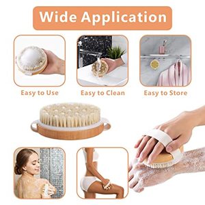 Brosse <span class=keywords><strong>de</strong></span> <span class=keywords><strong>bain</strong></span> en bois, brosse pour le corps humide et sec, brosse exfoliante, gommage corporelle - Product Image 6