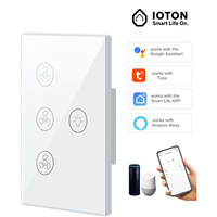 Interruptor de Cortina Inteligente WiFi de 120V, 1 Gang, 2 Vías, Panel Táctil de Vidrio, Control Remoto por App, Voz, Alexa, Google, 600W para Hogar y Oficina