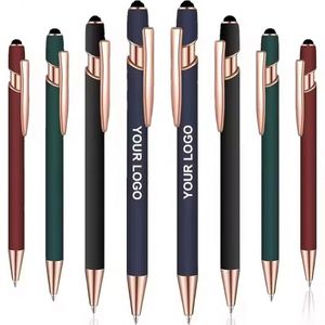 Stylo bille en caoutchouc doux au toucher, style rose doré, avec impression de logo personnalisée, cadeau promotionnel d'entreprise, vente en gros - Product Image 5