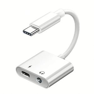 High Quality <b>Type</b> <b>C</b> <b>Adapter</b> 2 in 1 Usb-<b>c</b> to 3.5mm Jack Headphones Aux Audio Splitter Charger Usb <b>C</b> Earphone <b>Adapter</b> - Product Image 1