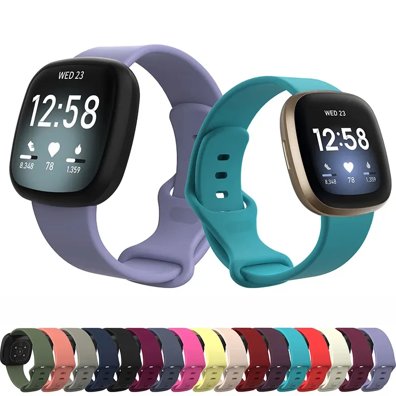 Цветной силиконовый ремешок, быстросъемный браслет для умных часов fitbit Sense /Fitbit Versa 3/4