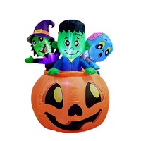 Seau à citrouilles gonflable d'Halloween de 1,5 m, décoration d'horreur extérieure Frankenstein Sorcière Zombie 21173A-1