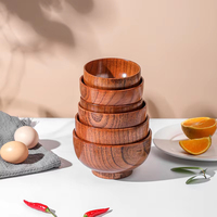Grand ensemble de saladiers en bois d'acacia avec cuillère de service, bols écologiques faits à la main pour la nourriture et les fêtes