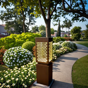 ソーラーパワーLEDパティオフロアライト、ガーデン屋外ポストランプ、芝生、外装、家、街路用装飾 - Product Image 5