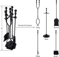 Fourniture directe d'usine décoration intérieure chevalier Suzhou fer noir cheminée outils accessoires cheminée accessoires