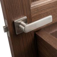 Porte en bois moderne à panneau encastré, moulure profonde, poignée argent brossé, isolation acoustique, pour maison et bureau