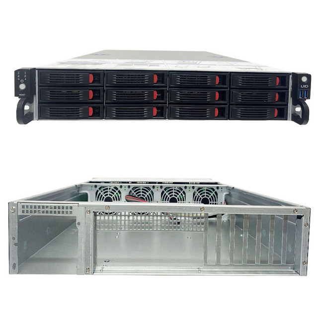 2U-R2112 Server 12Bay Slots Hot Swappable Storage Chassis 2U Power Supply ATX Motherboard Slots