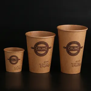 二重壁クラフト紙コップ工場卸売堆肥化可能なPLAブラウン紙コップ単層コーヒーカップ