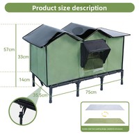 Ecologisch verantwoorde, waterdichte, geïsoleerde kattenhuisje, verhoogde dierenhut, winddicht, koudebestendig, vochtbestendig, beschutting voor zwerfkatten