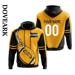 DOVEARK OEM/ODM Customize USA Size Nfl Football Teams Pittsburgh City Color Sport Wear Top Clothing Pullover Hooded Sweatshirt