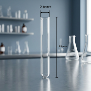 Tube à essai G012-13-35-C 10x75 mm. Tube à essai en verre de qualité supérieure, résistant à la chaleur, en verre borosilicate pour laboratoire et industrie cosmétique - Product Image 1