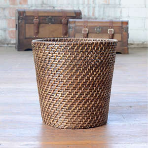 Natural Handmade Round Rattan Waste <b>Basket</b> with Lid, Ratan Plant <b>Basket</b> - Product Image 6
