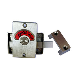 Loquet de porte ACANT 40x59mm avec indicateur 62x37mm, ensemble deux pièces, finition brossée, style moderne et minimaliste pour cloison de toilettes - Product Image 2