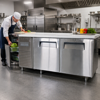 Table de travail réfrigérée commerciale en acier inoxydable avec rangement sous comptoir pour cuisine de restaurant