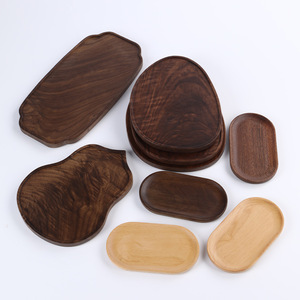 Black Walnut Serving <b>Trays</b> Various Sizes For <b>Tea</b> Coffee Snacks And Desserts Solid Color Wooden Platters - Product Image 4