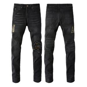 2025 High Quality Amri Jeans <strong>Men</strong> Streets Styles Custom Logo Designer Brand Hop <strong>Stretch</strong> Ripped Denim <strong>Men's</strong> - Product Image 3