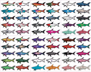 Pegatinas personalizadas 3D impermeables de Paul and Shark con diseño de tiburón de dibujos animados, troqueladas, con bandera de país y diseño de Marsella Gertrude - Product Image 1