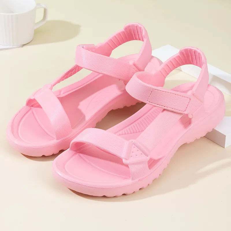 Summer 2023 new trade flat sandals plain color women's shoes soft and comfortable EVA flat sandals for women