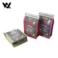Sacs à fond plat pour aliments pour chiens et chats, emballage flexible OEM, effet mat UV, pour machines de transformation d'aliments pour animaux de compagnie avec fermeture éclair Velcro